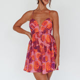Le Jardins A-Line Mini Dress Roses Red