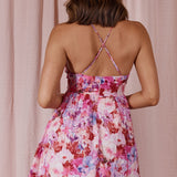 Le Jardins A-Line Mini Dress Floral Fuchsia
