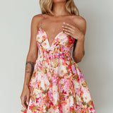 Le Jardins A-Line Mini Dress Floral Orange