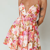 Le Jardins A-Line Mini Dress Floral Orange