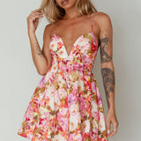 Le Jardins A-Line Mini Dress Floral Orange