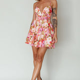 Le Jardins A-Line Mini Dress Floral Orange