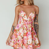 Le Jardins A-Line Mini Dress Floral Orange