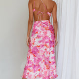 Cameron Cut-Out Midi Dress Floral Pink