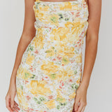 Klara Thigh Split Midi Dress Floral Yellow