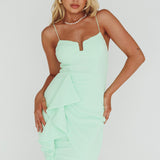Sweet Embrace Structured Bodice Ruffle Dress Mint