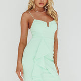 Sweet Embrace Structured Bodice Ruffle Dress Mint