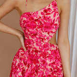 Destination Open Back Midi Dress Floral Pink