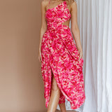 Destination Open Back Midi Dress Floral Pink