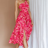 Destination Open Back Midi Dress Floral Pink