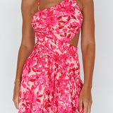 Destination Open Back Mini Dress Floral Pink