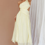 Destination Open Back Midi Dress Lemon
