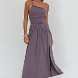 Destination One-Shoulder Maxi Dress Taupe