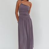 Destination One-Shoulder Maxi Dress Taupe