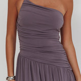Destination One-Shoulder Maxi Dress Taupe