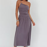 Destination One-Shoulder Maxi Dress Taupe