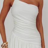 Destination One-Shoulder Maxi Dress White