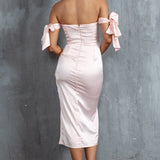 Engelique Tied Sleeve Midi Dress Blush