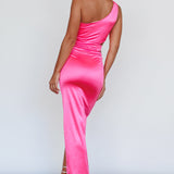 Night-Out One Shoulder Maxi Dress Hot Pink