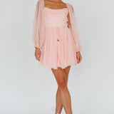 Fairytale Dream Pleat Neckline Mini Dress Sparkle Pink