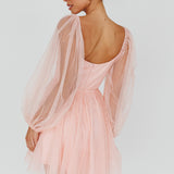 Fairytale Dream Pleat Neckline Mini Dress Sparkle Pink