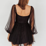 Fairytale Dream Sheer Sleeve Mini Dress Black