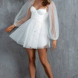 Fairytale Dream Sheer Sleeve Mini Dress White