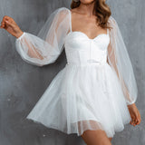 Fairytale Dream Sheer Sleeve Mini Dress White