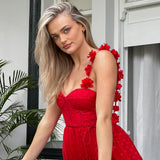 Fairytale Dream Floral Strap Mini Dress Red
