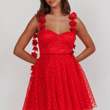 Fairytale Dream Floral Strap Mini Dress Red