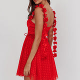 Fairytale Dream Floral Strap Mini Dress Red