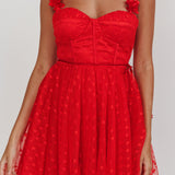 Fairytale Dream Floral Strap Mini Dress Red
