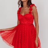 Fairytale Dream Floral Strap Mini Dress Red