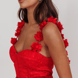 Fairytale Dream Floral Strap Mini Dress Red