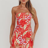 In Paris Embroidered Floral Mini Dress Orange