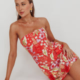 In Paris Embroidered Floral Mini Dress Orange