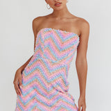 In Paris Embellished Chevron Mini Dress Lilac