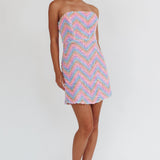 In Paris Embellished Chevron Mini Dress Lilac