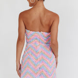 In Paris Embellished Chevron Mini Dress Lilac