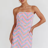 In Paris Embellished Chevron Mini Dress Lilac