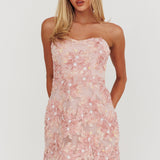 In Paris Embellished Flower Mini Dress Baby Pink