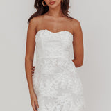 In Paris Embellished Flower Mini Dress White