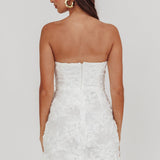 In Paris Embellished Flower Mini Dress White