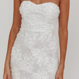 In Paris Embellished Flower Mini Dress White