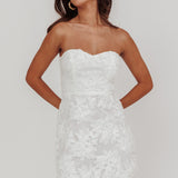 In Paris Embellished Flower Mini Dress White