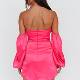 Lilly Off-Shoulder Bow Mini Dress Pink