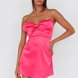 Lilly Off-Shoulder Bow Mini Dress Pink