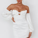 Lilly Off-Shoulder Bow Mini Dress White