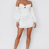 Lilly Off-Shoulder Bow Mini Dress White
