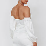 Lilly Off-Shoulder Bow Mini Dress White